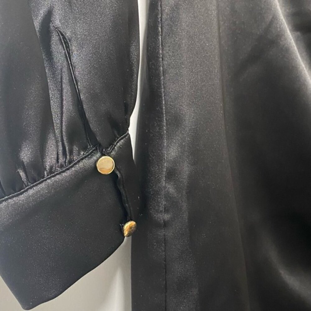 Zara Satin Black Draped Mini Dress Size XS — Gathered Waist Detail - Picture 7 of 9